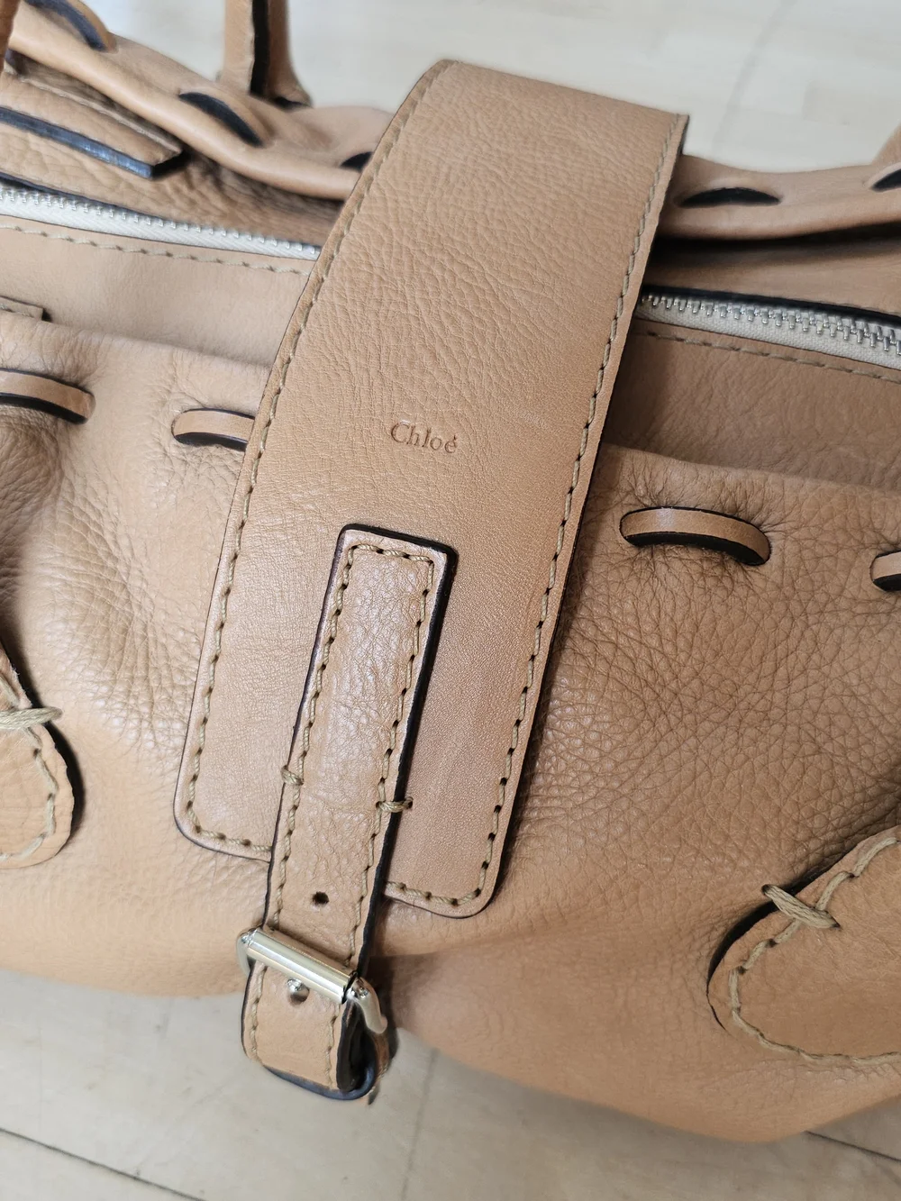 Chloe Vintage Y2K Edith Tan Leather Satchel Bag Purse Oblong Designer Handbag